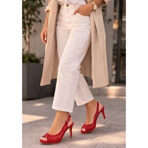 Dream Pairs Red Rhinestone Peep-Toe Slingback Heels – Size 7.5 – NWOT